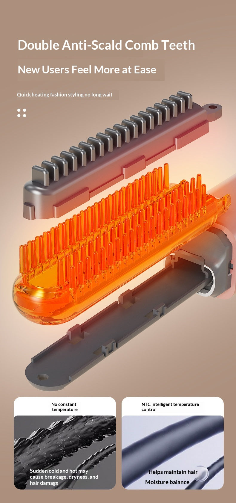 Double-row anti-scald comb teeth